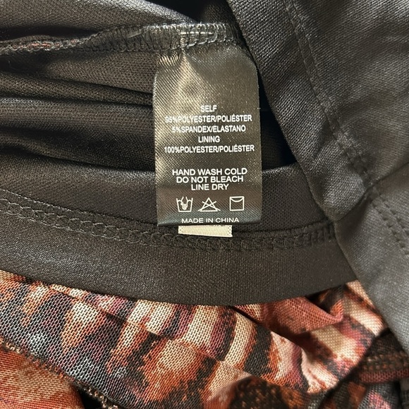 Evereve Gretta Midi Dress Mock Neck Tiered Pockets Brown Black Mesh Sz XL NEW - Picture 13 of 14